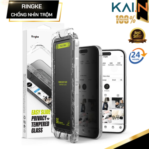 Bộ 2 Kính Cường Lực Chống nhìn Trộm iPhone 16 Pro Max/ 16 Pro/ 16 Plus/ 15 plus/ iphone 16/ 15 RINGKE Easy Slide Privacy Tempered Glass