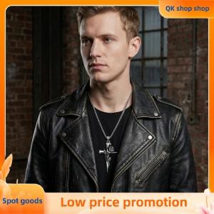 ✨QK shop✨ Punk Rock Rose CrossPendant Necklace for Women Men Trendy Vintage Chain Jewelry for Friends Birthday Gift
