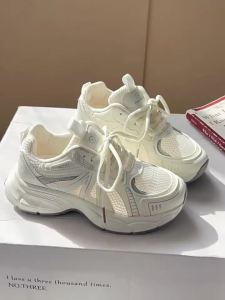 [Free Shipping] WomenS Shoes 2025 New Summer And Spring Breathable Mesh Sneakers With Thick Soles White Sneakers Sports Shoes