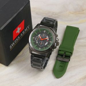 Paket Box Exclusive + Strap Rubber / Jam Tangan SA VA-682NR / Jam Tangan Fashion Pria Tali Rantai Diameter 46cm