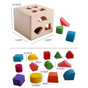 Wooden 13 Hole Shape Sorter Intelligence Baby Cognitive Matching Geometric Building Blocks Children Early Educational Toys