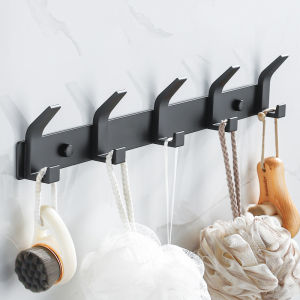 Modern Hanging Hooks For Wall Aluminium Black Towel Holder Bathroom Door Clothe Hanger Coat Rack Wall Mounted2026