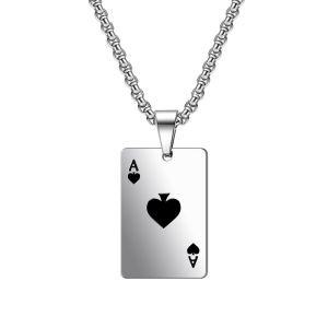 Kalung Rantai Poker Kartu Remi Spade Heart A Pria Wanita Necklace