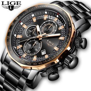 LIGE Đồng Hồ Nam Đồng Hồ Bấm Giờ Chống Nước Thời Trang Chính Hãng 2021 Đồng Hồ Đeo Tay Bằng Thép Không Gỉ Dạ Quang Có Lịch Cho Nam