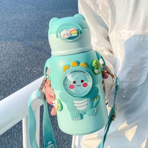 Cute Cartoon Bear Kids Thermos Stainless Steel Vacuum Water Bottle Leak Proof Insulated Flask for School Children2026