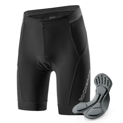 ROCKBROS Men Cycling Shorts Breathable Shockproof Padding Bicycle Pants Fast Drying Side Pockets Elastic MTB Road Bike Shorts