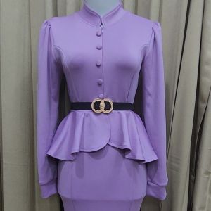 LooWear Gaun Pesta Maxi Scuba Premium dengan Lengan Panjang dan Rok Duyung Elegan Warna Solid