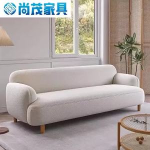 Fabric Sofa Solid Wood Sofa Inline Double Small Apartment Living Room Technology Cloth Material