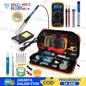 Set Solder Listrik Lengkap dengan Multimeter Iron Tool Kit 220V 60W/Solder Listrik Murah Paket Penyedot Penghisap Timah Set Kit Lengkap Komplit Station