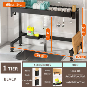 GSlife🔥🔥【2025】Metal Dish Cabinet Rack Dustproof Sink Rack With Cabinet Door Multi-functional Plate Drying Storage Kitchen Organizer