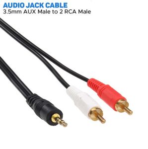 3.5 MM AUX Male Jack to AV 2 RCA Male 1.5 Meter Stereo Music Audio Cable