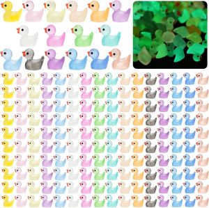 50PCS Luminous Mini Ducks Moss Microlandscape Miniature Duck Figurines Fairy Garden Accessories Home Decor Glow in The Dark