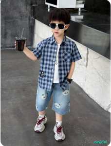 hem kids 336 kotak lengan pendek(PRINTING DTF) kemeja anak laki laki dari umur 3-12th/COD