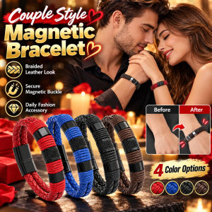 ✅Magnetic Clasp Braided Leather Bracelet for Men and Women Trendy Black Weave Hand Jewelry Business Jewelry Birthday Gift
