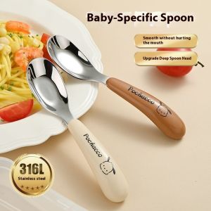 PaulWeekend Cute Cartoon Baby Spoon with 316L Stainless Steel Easy to Hold and Feed Perfect for Toddlers Meals