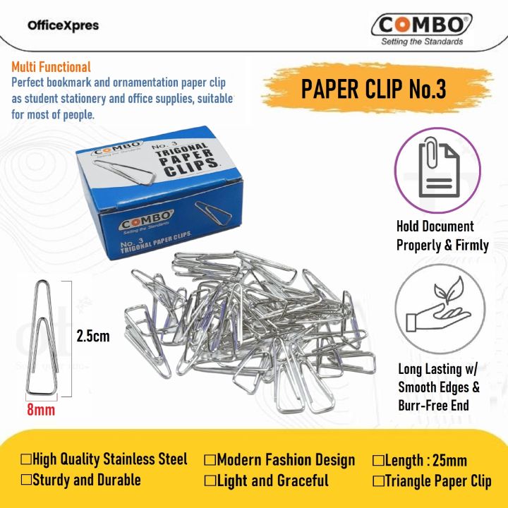 (10 Box) Penjepit Kertas / Klip Kertas / Paper Clip Kecil / Metal Clip / Trigonal Paper Clip No 3 Combo (10 Box)