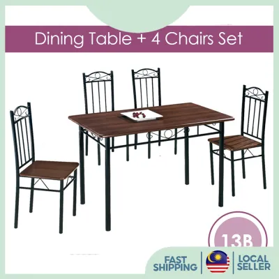 (EXTRA PROTECTIVE PACKAGING) Dining Table Set with 4 Chairs Home Living Furniture Meja Makan 4 Kerusi Perabot Rumah