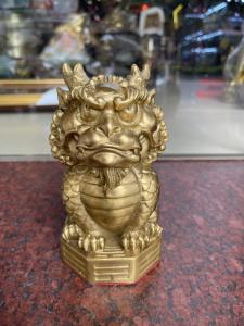 Kỳ lân quái bằng đồng phong thủy ngồi bệ bát quái cầu con cái Cao 16cm rộng 7cm nặng 1.1kg