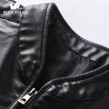 Fuguiniao Men's Leather Jacket Stand Collar Motorcycle Leather Casual Jackets Fashion Male Coat. 
