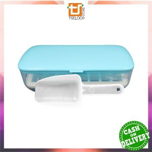 OFM-C873 Cetakan Es Batu Mode Tekan Press Dengan Wadah Free Sendok Plastik / Tempat Penyimpanan Ice Cube Container Pencetak Es Batu Anti Pecah