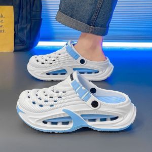 [Free Shipping] Mens Thick-Soled Sandals Summer Outdoor Slip-On Sandals Breathable Beach Shoes Outdoor Clogs Closed-Toe Sandals.