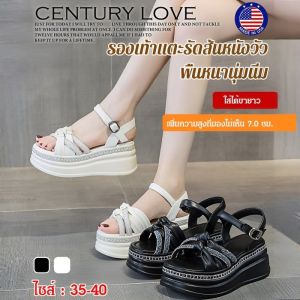 รองเท้าแตะเปิดนิ้วเท้าเพิ่มความสูงพื้นหนากันลื่น