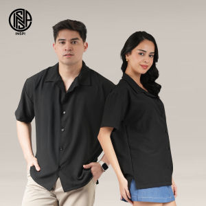INSPI Premium Ripstop Cuban Polo for Men with Buttons Casual Tops for Women Korean Style Formal Wear Relaxed Fit Menswear