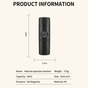 Portable Espresso Maker Manual Hand Press Wireless Coffee Maker for Travel Camping Office Home