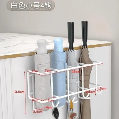 【Daily Suki Store】Wall Mounted Umbrella Rack 4/6 Grids Metal Key Holder with Key Hooks Umbrella Storage Rack For Umbrella Bag Keys Storage