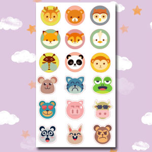 Stiker Kepala Hewan Lucu  isi 18/28 pcs sedang