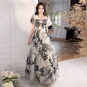 Evening Dress For Women Original French Luxurious High End Niche Banquet Chinese Ink Flower Print Female Longuette