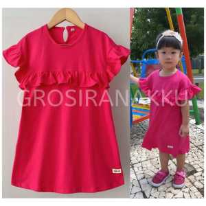 Daster Anak Rufel Polos Smilee Warna Fanta Size 1-5Tahun