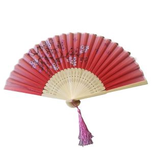GONUUWGL คุณภาพสูง ฤดูร้อน ของขวัญปาร์ตี้ ลวดลาย ศิลปะหัตถกรรม ญี่ปุ่น สไตล์จีน พับเก็บได้ ไม้ไผ่ เครื่องมือถ่ายภาพ เต้นรำมือถือแฟนไหม พัดลมดอกไม้มือถือ พัดลมพับได้