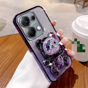 Roazic Dễ Thương Kẹo khung hình gấu Cho Redmi Note 13 Pro 4G Long lanh sang trọng Giấy Vỏ Trong Suốt Mạ vỏ lưng bảo vệ Ds05