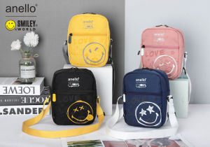 พร้อมส่ง กระเป๋าสะพายข้างแฟชั่น anello x SMILEY-953 สีสันสดใส ลายน่ารัก ผ้ากันน้ำ ใส่ของได้เยอะ ใส่ได้ทุกสไตล์ แบบใหม่