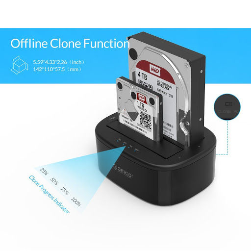 ด๊อกกิ้ง ฮาร์ดดิสก์ ที่อ่าน ฮาร์ดดิสก์ นอกเครื่องDocking 2 Bays USB3.0 + Clone 1:1 ด๊อกกิ้ง สำหรับ HDD/SSD ขนาด 2.5"-3.5" ORICO 6228US3-C HDD