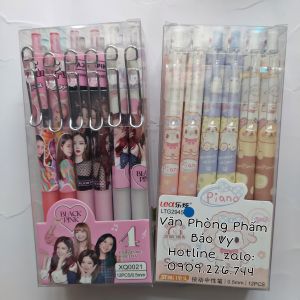 Hộp 12 cây bút gel bấm in họa tiết hoạt hình dễ thương ( mực không xóa được họa tiết bút giao ngẫu nhiên theo giới tính bé )