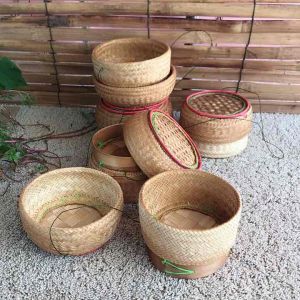 กระติบข้าวเหนียวฟักทองลายดอกพิกุล ขนาดเล็ก 5 นิ้ว