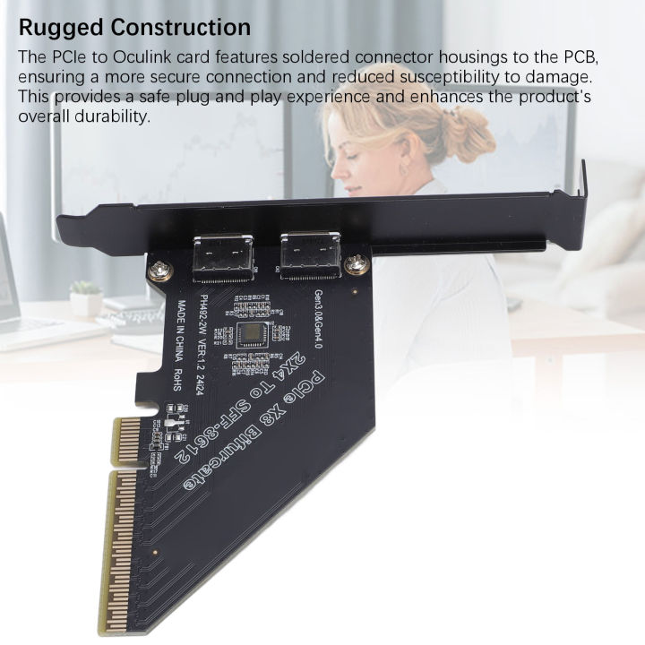 Pcie 4.0 X8 để oculink thẻ bên ngoài SFF 8612 Cạc mạng cắm và chơi cho ...