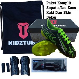 KIDZTUBS Sepatu Bola Anak Paket Komplit Sepatu Bola Tas Skin Deker Kaos Kaki Usia 6-10 Tahun Size 28 29 30 31 32 33 34 35 36 37 KDZ1109011425