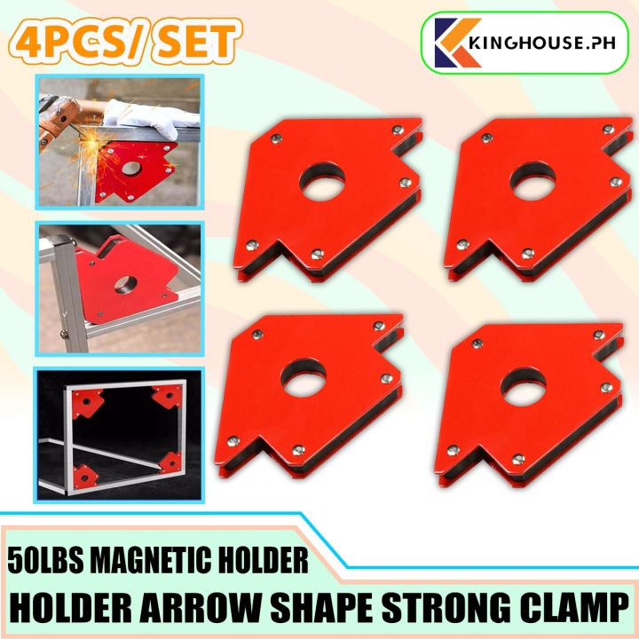 4-Pack 50 Lbs Welding Magnetic Arrow Holders – 45/90/135 Degree Adjustable Magnets For Metalworking, Stainless Steel, Red