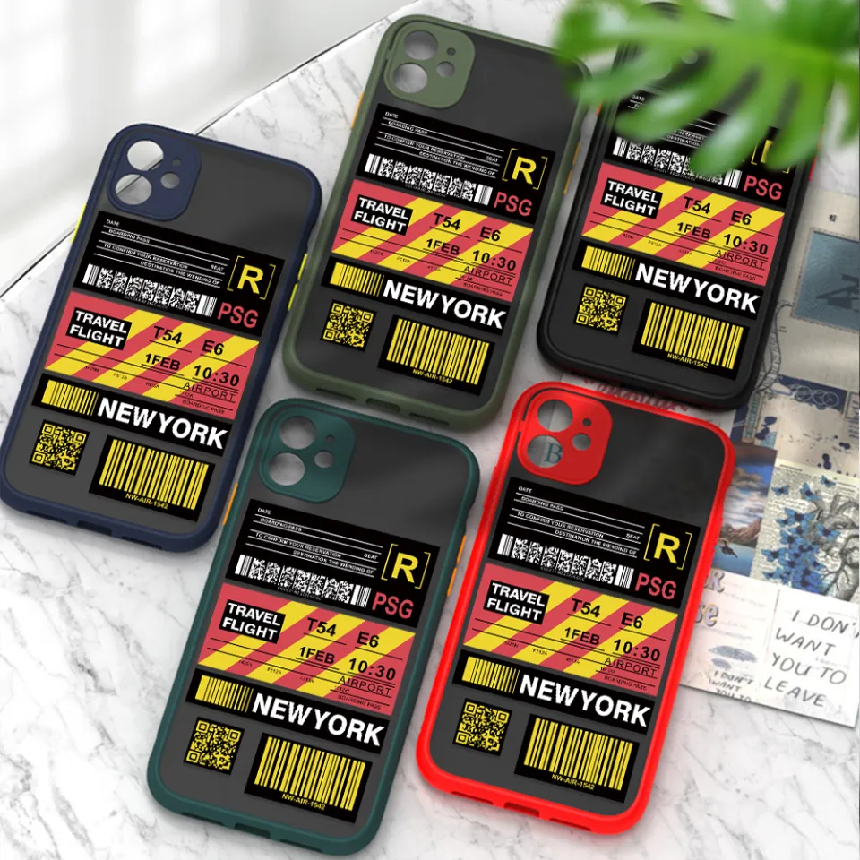 Hontinga Casing Case For iphone X XR XS XS Max Case Creative Flight Ticket  Frosted Transparent Hard Back Phone Casing Soft Silicone Edge Full Cover