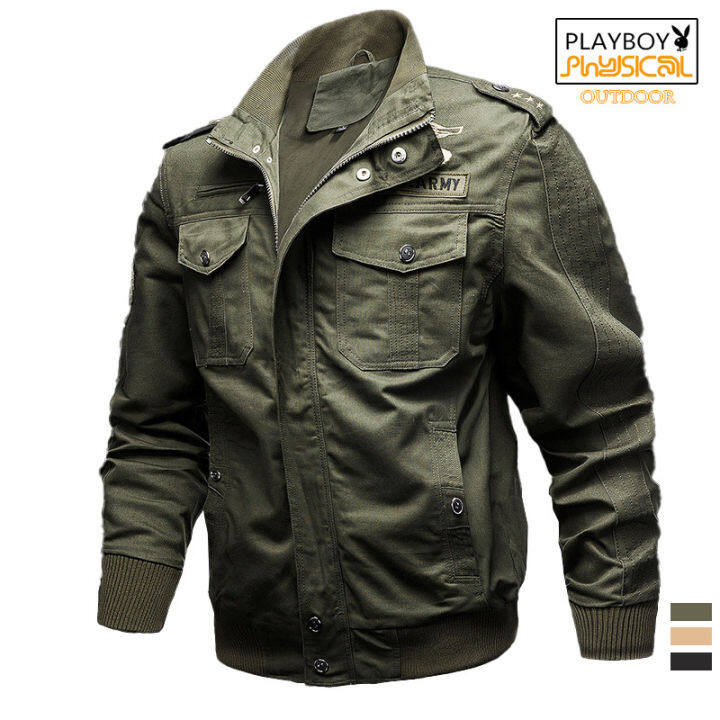 PLAYBOY Outdoor Spring and Autumn Jacket Men's Pure Cotton Washed ...