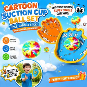 Luminous Cartoon Suction Cup Ball Set Kids Fun Sticky Ball Catch Game Outdoor Sports Toy Gifts