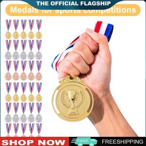 【New Arrival】 30pcs 2inch Gold Silver Bronze Award Medal with Neck Ribbon 1st 2nd 3rd Prize Medal Winner Medal for Competitions Party