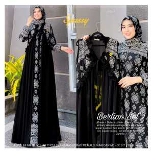 Berlian Set by Spassy x Dumma / Gamis Maxi Dress Setelan Jilbab + Outer / Bahan Ceruty Babydoll Full Furing / Busui Friendly