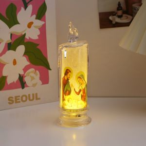 Led Battery Operated Candle Flameless Candle Lamp Prayer Candle Devotional Religious [FREE BATTERY]