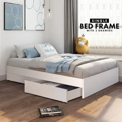 SuperValue Classic Wooden Bed Frame Single Bed with Drawers Or Pull-Out Bed Furniture Bedroom Comfortable Bed