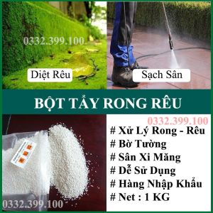 1kg Viên Tẩy Rong Rêu bờ tường xi măng sân vườn Hiệu quả sạch 99% # lon 1kg