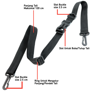 Tali Selempang Premium Hitam untuk Tas